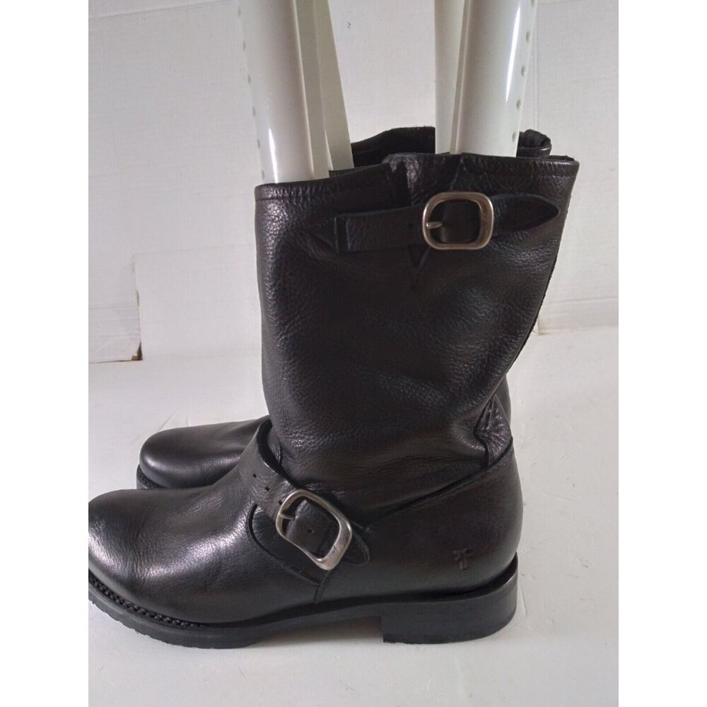 Frye Boots Veronica Black Leather Buckled Women's Sz 10B EUC